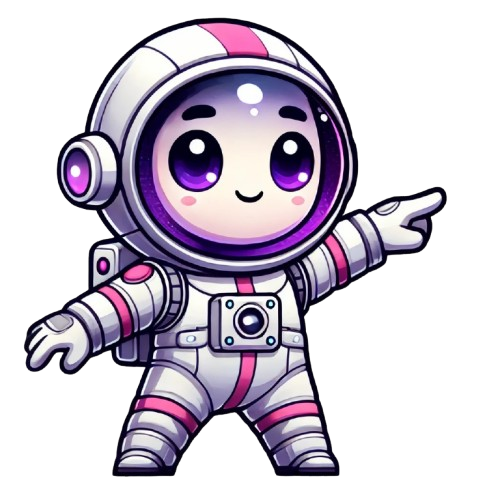 A cartoon astronaut in a white spacesuit eagerly grabs your attention, ready to show you something exciting!